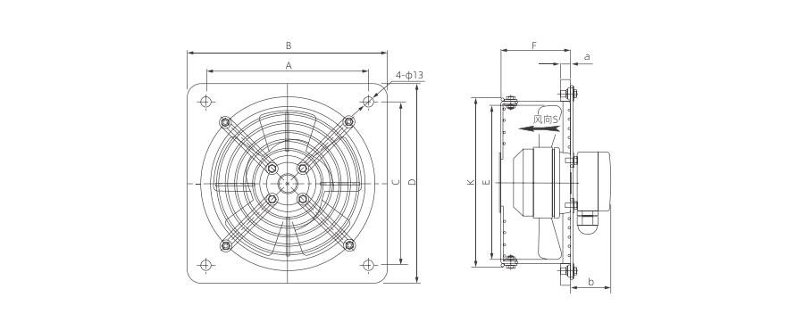 YWF Series Axial Flow Fan Size